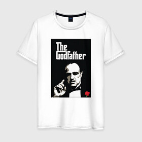 Мужская футболка хлопок с принтом Вито Корлеоне в Новосибирске, 100% хлопок | прямой крой, круглый вырез горловины, длина до линии бедер, слегка спущенное плечо. | godfather | кино | крестный отец | фильм