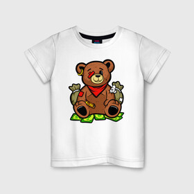 Детская футболка хлопок с принтом Money Bear в Новосибирске, 100% хлопок | круглый вырез горловины, полуприлегающий силуэт, длина до линии бедер | богатый | гризли | деньги | иллюстрация | мишка