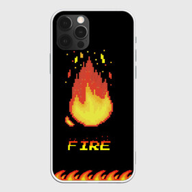 Чехол для iPhone 12 Pro с принтом FIRE в Новосибирске, силикон | область печати: задняя сторона чехла, без боковых панелей | fire | pixel art | арт | огонь | пиксель