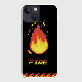 Чехол для iPhone 13 mini с принтом FIRE в Новосибирске,  |  | fire | pixel art | арт | огонь | пиксель