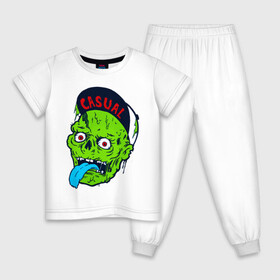 Детская пижама хлопок с принтом Zombie casual в Новосибирске, 100% хлопок |  брюки и футболка прямого кроя, без карманов, на брюках мягкая резинка на поясе и по низу штанин
 | bmx | зомби | скейтер | урбан