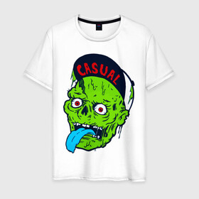 Мужская футболка хлопок с принтом Zombie casual в Новосибирске, 100% хлопок | прямой крой, круглый вырез горловины, длина до линии бедер, слегка спущенное плечо. | bmx | зомби | скейтер | урбан