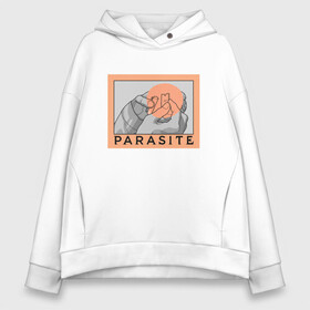 Женское худи Oversize хлопок с принтом Parasite в Новосибирске, френч-терри — 70% хлопок, 30% полиэстер. Мягкий теплый начес внутри —100% хлопок | боковые карманы, эластичные манжеты и нижняя кромка, капюшон на магнитной кнопке | bong joon ho | korea | parasite | актер | драма | канны | кино | комедия | корея | оскар | паразиты | пон чжун хо | режиссер | семья | триллер