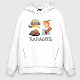 Мужское худи Oversize хлопок с принтом Parasite Food в Новосибирске, френч-терри — 70% хлопок, 30% полиэстер. Мягкий теплый начес внутри —100% хлопок | боковые карманы, эластичные манжеты и нижняя кромка, капюшон на магнитной кнопке | bong joon ho | cinema | korea | movie | parasite | актер | драма | канны | кино | комедия | корея | оскар | паразиты | пон чжун хо | режиссер | семья | триллер