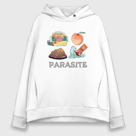 Женское худи Oversize хлопок с принтом Parasite Food в Новосибирске, френч-терри — 70% хлопок, 30% полиэстер. Мягкий теплый начес внутри —100% хлопок | боковые карманы, эластичные манжеты и нижняя кромка, капюшон на магнитной кнопке | bong joon ho | cinema | korea | movie | parasite | актер | драма | канны | кино | комедия | корея | оскар | паразиты | пон чжун хо | режиссер | семья | триллер