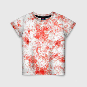 Детская футболка 3D с принтом Кроваво-грязные пятна в Новосибирске, 100% гипоаллергенный полиэфир | прямой крой, круглый вырез горловины, длина до линии бедер, чуть спущенное плечо, ткань немного тянется | красно белый | узоры | уникальность
