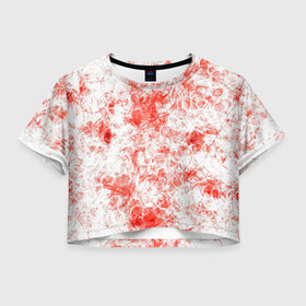Женская футболка Crop-top 3D с принтом Кроваво-грязные пятна в Новосибирске, 100% полиэстер | круглая горловина, длина футболки до линии талии, рукава с отворотами | красно белый | узоры | уникальность