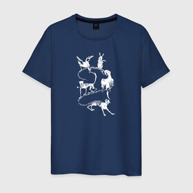 Мужская футболка хлопок с принтом Длинный хвост в Новосибирске, 100% хлопок | прямой крой, круглый вырез горловины, длина до линии бедер, слегка спущенное плечо. | животные | звери | кот | кошка | питомец | птица