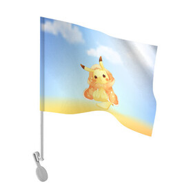 Флаг для автомобиля с принтом Пикачу с пледом в Новосибирске, 100% полиэстер | Размер: 30*21 см | anime | picachu | pikachu | аниме | милый | пика | пикачу | покебол | покемон