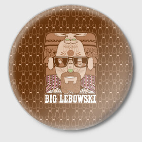 Значок с принтом The Big Lebowski в Новосибирске,  металл | круглая форма, металлическая застежка в виде булавки | donny | dude | jeff bridges | the big lebowski | walter sobchak | большой лебовский | боулинг | вальтер собчак | джефф бриджес | донни | заяц | кегли | кролик | фильм | чувак