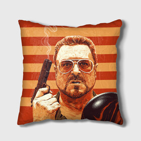 Подушка 3D с принтом Walter Sobchak в Новосибирске, наволочка – 100% полиэстер, наполнитель – холлофайбер (легкий наполнитель, не вызывает аллергию). | состоит из подушки и наволочки. Наволочка на молнии, легко снимается для стирки | dude | jeff bridges | the big lebowski | walter sobchak | большой лебовский | боулинг | вальтер собчак | джефф бриджес | пистолет | фильм | чувак | шар