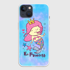 Чехол для iPhone 13 с принтом Маленькая принцесса русалочка в Новосибирске,  |  | девочка | любовь | море | морские звезды | океан | русалка | русалочка | сердечки