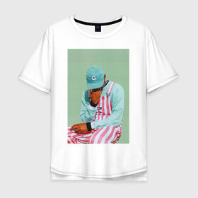 Мужская футболка хлопок Oversize с принтом Tyler The Creator в Новосибирске, 100% хлопок | свободный крой, круглый ворот, “спинка” длиннее передней части | golf | рэп | тайлер | хип хоп