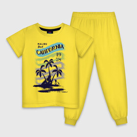 Детская пижама хлопок с принтом CALIFORNIA BEECH в Новосибирске, 100% хлопок |  брюки и футболка прямого кроя, без карманов, на брюках мягкая резинка на поясе и по низу штанин
 | beech | california | retro | sea | summer | usa | каникулы | лето | море | отдых | пальмы | пляж | ретро | тропики