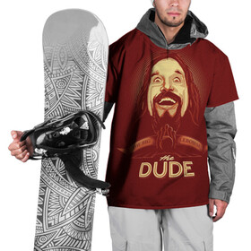 Накидка на куртку 3D с принтом The Dude в Новосибирске, 100% полиэстер |  | dude | jeff bridges | the big lebowski | большой лебовский | боулинг | джефф бриджес | кегли | чувак | шар