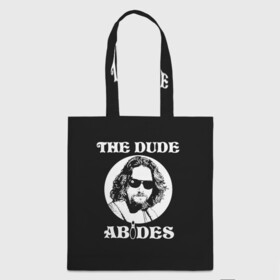 Шоппер 3D с принтом The dude ABIDES в Новосибирске, 100% полиэстер | Плотность: 200 г/м2; Размер: 34×35 см; Высота лямок: 30 см | dude | jeff bridges | the big lebowski | the dude abides | большой лебовский | джефф бриджес | фильм | чувак