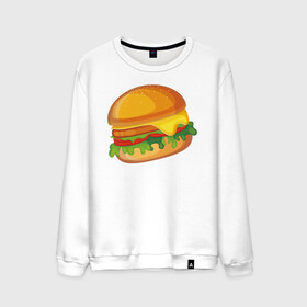 Мужской свитшот хлопок с принтом My Burger в Новосибирске, 100% хлопок |  | cheeseburger | бургер | вредная еда | гамбургер | иллюстрация