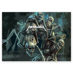 Поздравительная открытка с принтом Metallica Metal Skull в Новосибирске, 100% бумага | плотность бумаги 280 г/м2, матовая, на обратной стороне линовка и место для марки
 | american | james hetfield | kirk hammett | metal band | metallica | music | mystic | rock | американская | джеймс хетфилд | металлика | музыка | рок | скилет | череп
