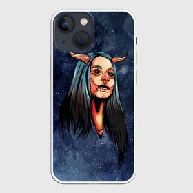 Чехол для iPhone 13 mini с принтом Демоница в Новосибирске,  |  | арт | графика | девушка | демон | люди | мистика | рога