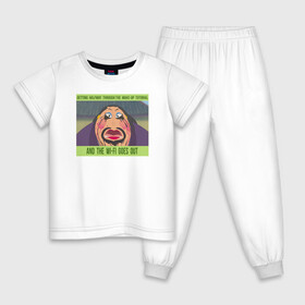 Детская пижама хлопок с принтом Wi-Fi goes out в Новосибирске, 100% хлопок |  брюки и футболка прямого кроя, без карманов, на брюках мягкая резинка на поясе и по низу штанин
 | disney | mulan | vdkarsvet | дисней | мем | мемы | мулан