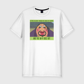 Мужская футболка хлопок Slim с принтом Wi-Fi goes out в Новосибирске, 92% хлопок, 8% лайкра | приталенный силуэт, круглый вырез ворота, длина до линии бедра, короткий рукав | disney | mulan | vdkarsvet | дисней | мем | мемы | мулан