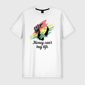 Мужская футболка хлопок Slim с принтом Bob Marley в Новосибирске, 92% хлопок, 8% лайкра | приталенный силуэт, круглый вырез ворота, длина до линии бедра, короткий рукав | bob marley | reggae | боб марли | регги