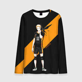 Мужской лонгслив 3D с принтом Кей Цукишима | Haikyuu!! в Новосибирске, 100% полиэстер | длинные рукава, круглый вырез горловины, полуприлегающий силуэт | 11 номер | anime | haikyu | haikyuu | manga | аниме | волейбол | волейбольный клуб | карасуно | кей цукишима | котаро бокуто | манга | обычный парень | очкарик | тендо | умный блокирующий цукки | хаику | хаикую