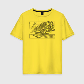 Женская футболка хлопок Oversize с принтом Dl в Новосибирске, 100% хлопок | свободный крой, круглый ворот, спущенный рукав, длина до линии бедер
 | автомобиль | делориан | машина | скорость | черно белый