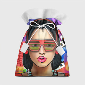 Подарочный 3D мешок с принтом СтильНая Девушка в Новосибирске, 100% полиэстер | Размер: 29*39 см | Тематика изображения на принте: губы | девушка | очки значки | социальные сети | стиль | стильная девушка