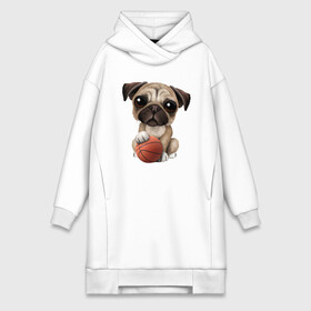 Платье-худи хлопок с принтом Мопс   Баскетбол в Новосибирске,  |  | basketball | dog | game | nba | pug | sport | streetball | баскетбол | баскетболист | животные | игра | игрок | мопс | мяч | нба | собака | спорт | стритбол | тренер