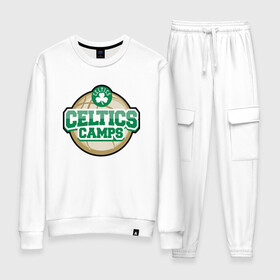 Женский костюм хлопок с принтом Celtics Camps в Новосибирске, 100% хлопок | на свитшоте круглая горловина, мягкая резинка по низу. Брюки заужены к низу, на них два вида карманов: два 