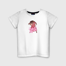 Детская футболка хлопок с принтом Ratz (мем) в Новосибирске, 100% хлопок | круглый вырез горловины, полуприлегающий силуэт, длина до линии бедер | Тематика изображения на принте: ratz | животные | мем | мышь | прикол | розовая крыса | юмор