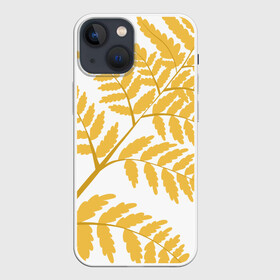 Чехол для iPhone 13 mini с принтом Жёлтый папоротник в Новосибирске,  |  | ветка | желтый | лес | листик | папоротник | природа | растение