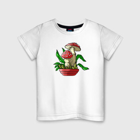 Детская футболка хлопок с принтом Мой гриб в Новосибирске, 100% хлопок | круглый вырез горловины, полуприлегающий силуэт, длина до линии бедер | art | горшок | гриб | иллюстрация | мухомор
