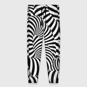 Женские брюки 3D с принтом Гипнотическая абстракция в Новосибирске, полиэстер 100% | прямой крой, два кармана без застежек по бокам, с мягкой трикотажной резинкой на поясе и по низу штанин. В поясе для дополнительного комфорта — широкие завязки | abstraction | background | hypnosis | hypnotic abstraction | stripes | texture | zebra | абстракция | гипноз | гипнотическая абстракция | зебра | полоски | текстура | фон