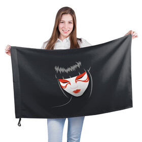 Флаг 3D с принтом Японка в Новосибирске, 100% полиэстер | плотность ткани — 95 г/м2, размер — 67 х 109 см. Принт наносится с одной стороны | девушка | лицо | портрет | философия | япония | японка