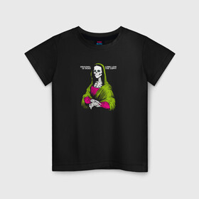 Детская футболка хлопок с принтом Mona Lisa Skull в Новосибирске, 100% хлопок | круглый вырез горловины, полуприлегающий силуэт, длина до линии бедер | mona lisa skull | девушка | искусство | картина | мона лиза | монстр | скелет | череп