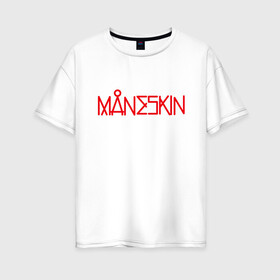 Женская футболка хлопок Oversize с принтом Maneskin, Новый логотип в Новосибирске, 100% хлопок | свободный крой, круглый ворот, спущенный рукав, длина до линии бедер
 | eurovision | maneskin | евровидение | логотип | манескин | новый логотип | рок