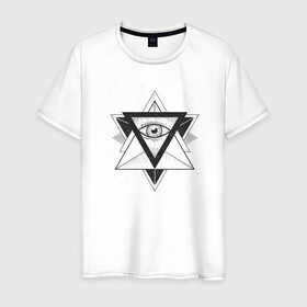 Мужская футболка хлопок с принтом Пирамида в Новосибирске, 100% хлопок | прямой крой, круглый вырез горловины, длина до линии бедер, слегка спущенное плечо. | alchemy | free | illuminati | magic | masonry | mystic | occult | oldschool | providence | pyramid | sign | symbol | tattoo | алхимия | знак | иллюминат | каменщик | магия | масон | мистика | оккультизм | пирамида | провидение | символ | та