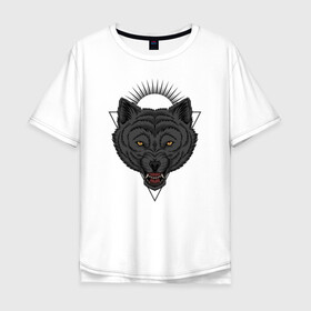 Мужская футболка хлопок Oversize с принтом Голова волка в Новосибирске, 100% хлопок | свободный крой, круглый ворот, “спинка” длиннее передней части | lone | predator | wolf | волк | волки | голова | животное | хищник