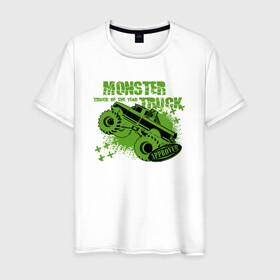 Мужская футболка хлопок с принтом Monster Truck в Новосибирске, 100% хлопок | прямой крой, круглый вырез горловины, длина до линии бедер, слегка спущенное плечо. | Тематика изображения на принте: monster | truck | авто | автомобиль | иллюстрация