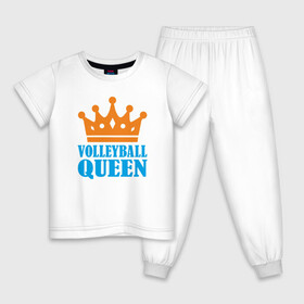 Детская пижама хлопок с принтом Королева Волейбола в Новосибирске, 100% хлопок |  брюки и футболка прямого кроя, без карманов, на брюках мягкая резинка на поясе и по низу штанин
 | ball | beach | game | queen | sport | volley | volleyball | волейбол | волейболист | волейболистка | гол | игра | игрок | королева | корона | мяч | площадка | пляж | пляжный | победа | сетка | спорт | тренер | чемпион
