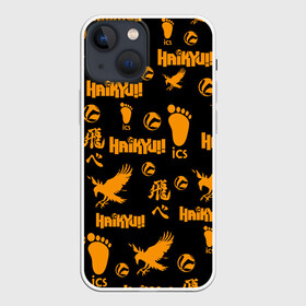 Чехол для iPhone 13 mini с принтом Haikyu | ВОЛЕЙБОЛ элементы в Новосибирске,  |  | anime | haikyu | haikyuu | karasuno | manga | аниме | волейбол | волейбольный клуб | вороны | иероглифы | карасуно | мазаика | манга | много элементов | мячи | некома | нога | старшая школа | ступня | хаику | хаикую