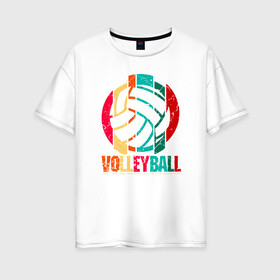 Женская футболка хлопок Oversize с принтом Волейбол в Новосибирске, 100% хлопок | свободный крой, круглый ворот, спущенный рукав, длина до линии бедер
 | ball | beach | game | sport | volley | volleyball | волейбол | волейболист | волейболистка | гол | игра | игрок | мяч | площадка | пляж | пляжный | победа | сетка | спорт | тренер | чемпион