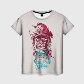 Женская футболка 3D с принтом Psycho Inferno в Новосибирске, 100% полиэфир ( синтетическое хлопкоподобное полотно) | прямой крой, круглый вырез горловины, длина до линии бедер | bison | fighting | game | games | street fighter | байзон | байсон | игра | игры | классика | стрит файтер | уличный боец