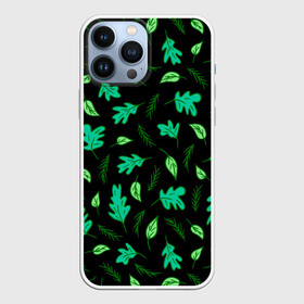 Чехол для iPhone 13 Pro Max с принтом Листопад в Новосибирске,  |  | green | leaves | nature | summer | trees | tropical | ветки | вечер | деревья | зеленые листья | зеленый узор | зелень | камуфляж | клен | лепестки | лес | летний принт | лето | листва | листопад | листья | ночь | осень