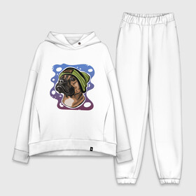 Женский костюм хлопок Oversize с принтом Боксер в Новосибирске,  |  | art | boxer | dog | drawing | арт | боксер | пес | рисунок | собака