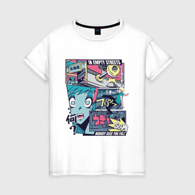 Женская футболка хлопок с принтом Vaporwave Anime Skater Boy в Новосибирске, 100% хлопок | прямой крой, круглый вырез горловины, длина до линии бедер, слегка спущенное плечо | anime fan | art | fail | japan | japanese | manga character | tokyo | анимация | анимешник | арт | арты | комикс | комиксы | манга | отрисовка | паровая волна | пародия | персонаж аниме | рисунок в стиле аниме | скейтер | токио