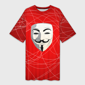 Платье-футболка 3D с принтом Маска Гая Фокса в Новосибирске,  |  | anonimus | аноним | анонимус | гай | защита | маска | фокс