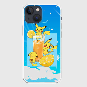 Чехол для iPhone 13 mini с принтом Пикачу в лимонаде в Новосибирске,  |  | anime | picachu | pikachu | аниме | милый | пика | пикачу | покебол | покемон